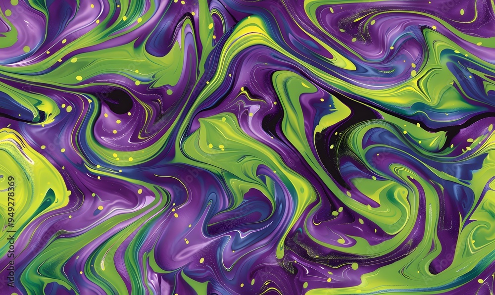 Obraz premium a swirling marbled pattern using deep purple, neon green, electric blue, and magenta colors, Generative AI