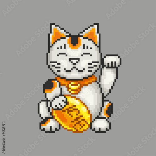 Fortune cat, pixel art creature