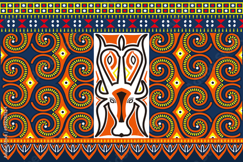 Toraja background illustration, traditional pattern of Tana Toraja, Sulawesi, Toraja Buffalo wallpaper photo