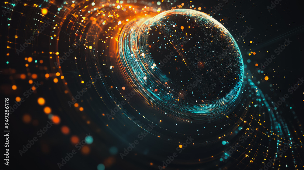 Fototapeta premium background Innovation network points Earth's surface wave background Abstract digital wave background information technology background The background is the background. gradient wave digital wave ban