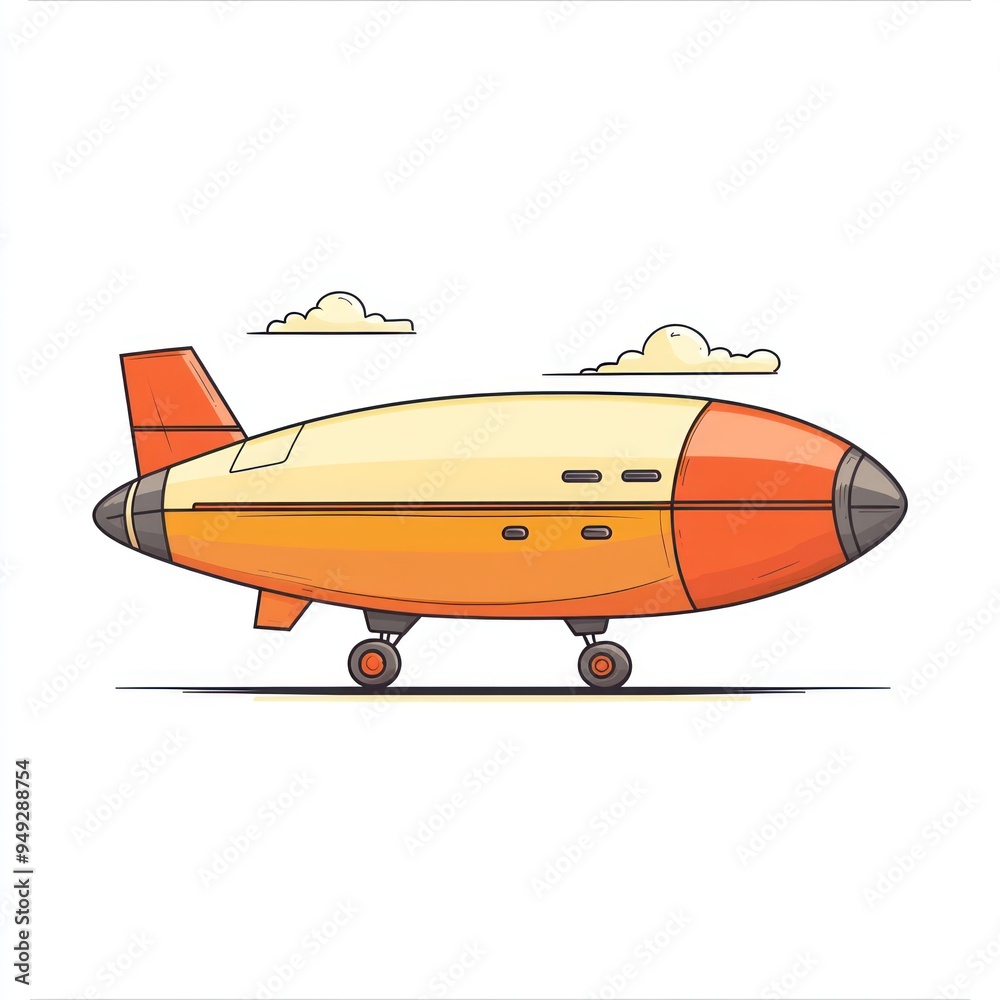 Orange and Yellow Cartoon Airplane Illustration Orange and Yellow Cartoon Airplane Illustration