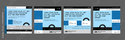 instagram webinar conference social media template post slider carousel banner poster web summit seminar online business flat blue green color background minimal design square size poster templates
