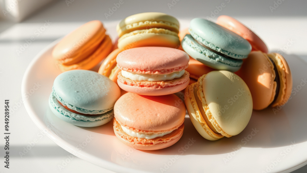 Colorful Macarons on a White Plate Colorful Macarons on a White Plate