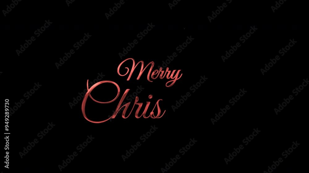 red gold merry Christmas text animation with alpha background