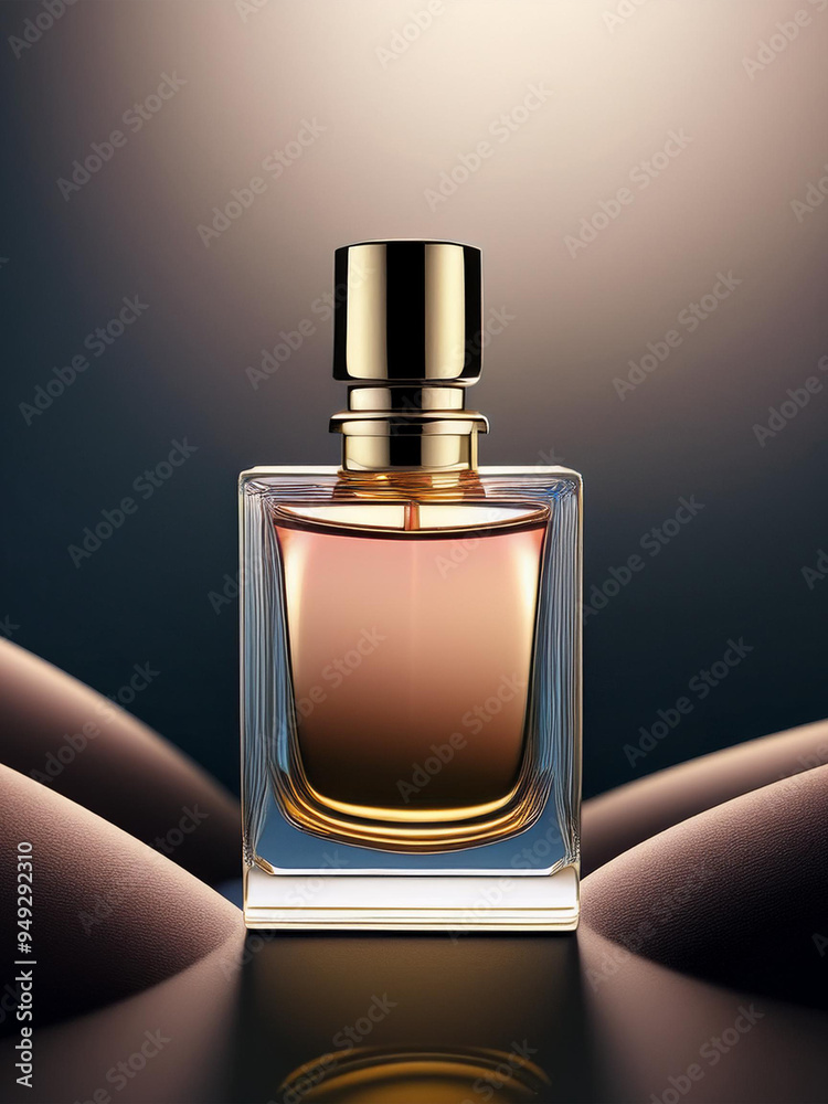 Photo of a perfume bottle, layout for a cosmetic product Photo of a perfume bottle, layout for a cosmetic product