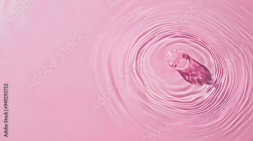 Top view water ripples, water drop, water wave on pink background, commercial photography, studio photo for products, studio wallpaper material.