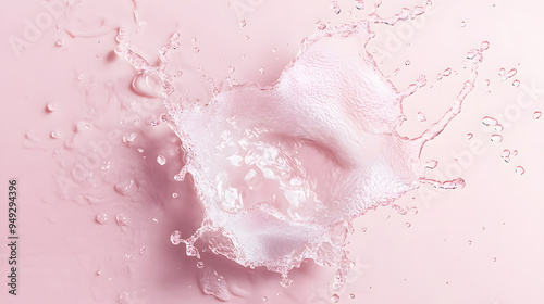 Top view water splash, water wave on pink background, commercial photography, studio photo for products, studio wallpaper material.