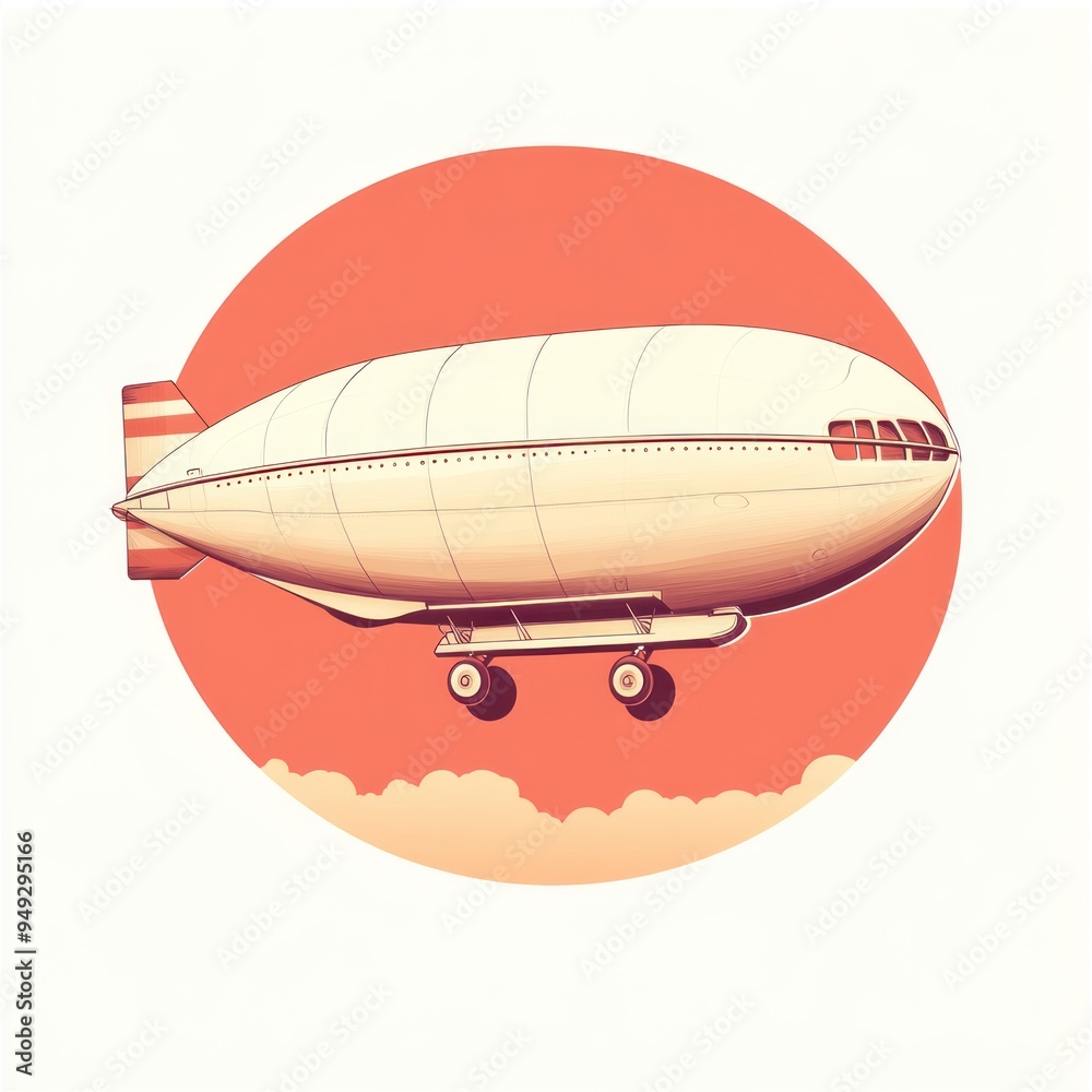 Fototapeta premium Illustration of a White Airship Flying in the Sky