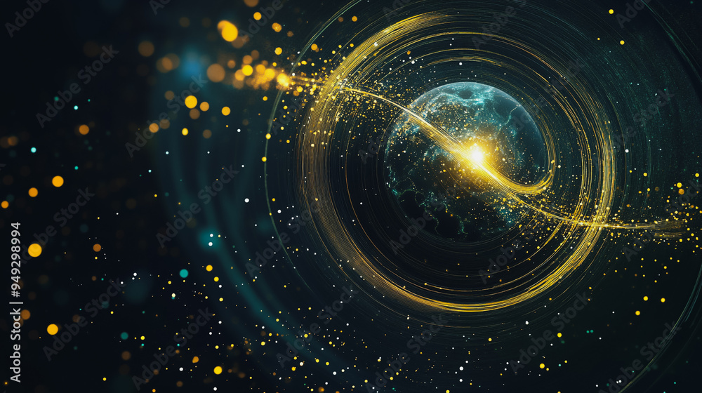 Fototapeta premium abstract network points, dot, earth's surface, digital background Innovation network points Earth's surface wave background Abstract digital wave background information technology background The backg