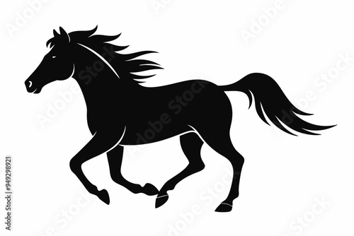 silhouette of running horse, horse silhouette vector