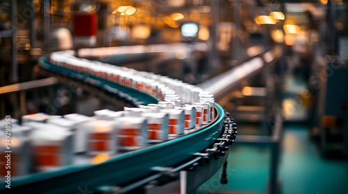 Wallpaper Mural Automated Dairy Processing Plant with Conveyor Belt and Milk Cartons Torontodigital.ca