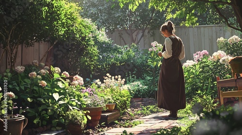 Woman Tending Her Garden