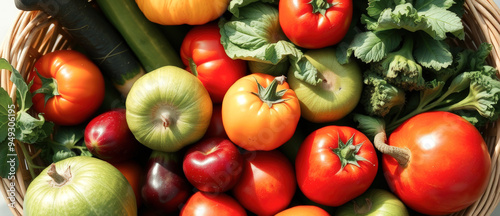 Fresh produce in a wicker basket