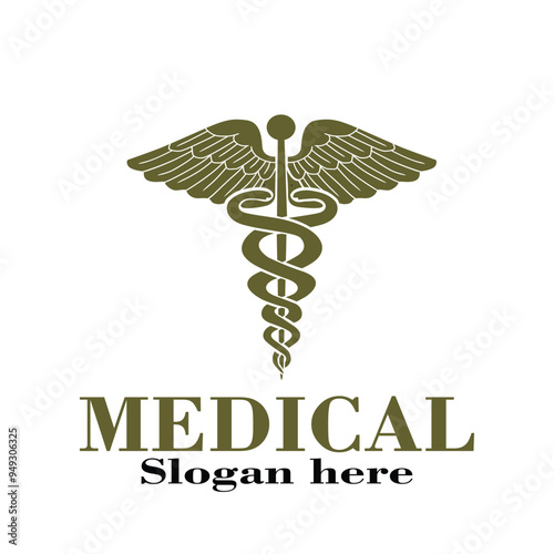 caduceus medical symbol on white background