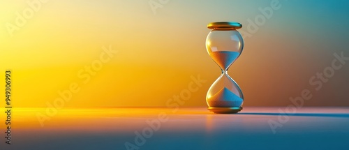 Hourglass with Sand Running Out Against a Sunset Sky