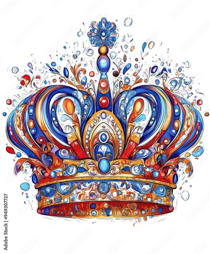 Fototapeta premium A colorful crown adorned with jewels and decorative elements.