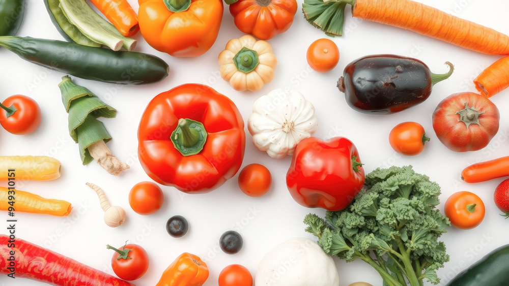 Colorful Fresh Vegetables on White Background Colorful Fresh Vegetables on White Background