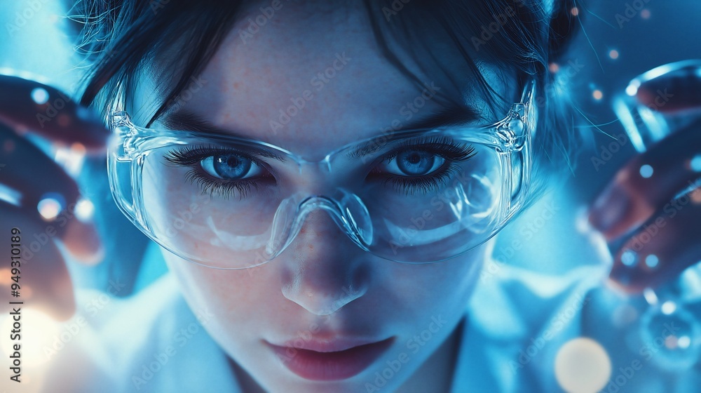 Scientist In Lab With Safety Glasses Scientist In Lab With Safety Glasses