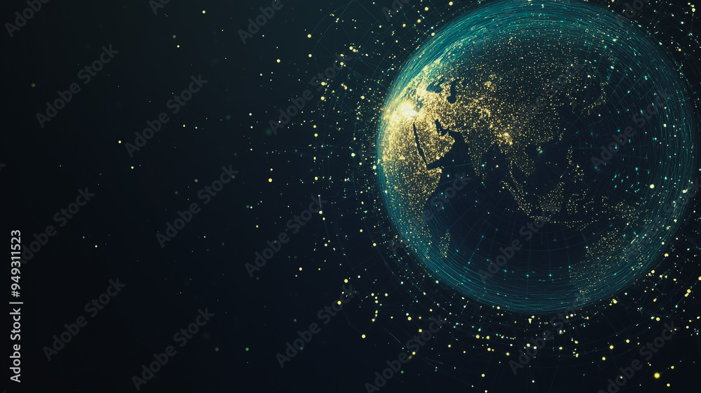 Obraz premium background Innovation network points Earth's surface wave background Abstract digital wave background information technology background The background is the background. gradient wave digital wave ban
