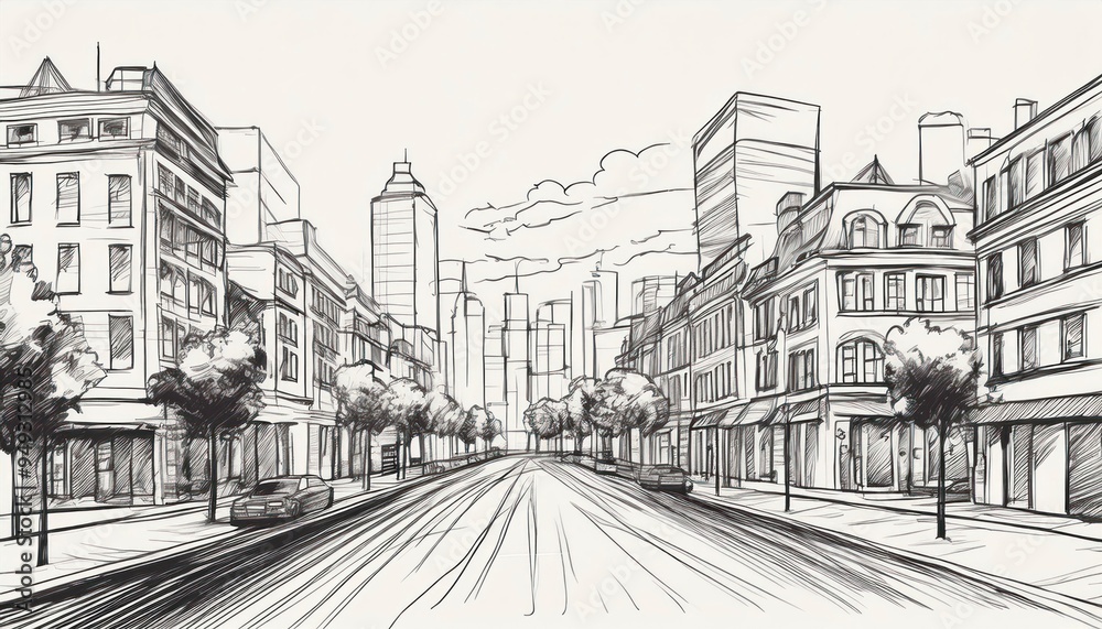 Drawing city illustration. Drawing city illustration.