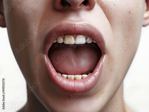 Close-up of mouth, lips and teeth photo