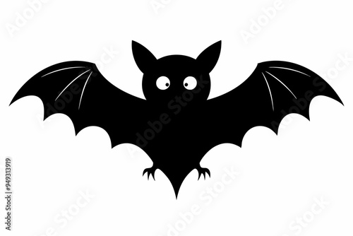  Halloween bat. Black silhouette Halloween bat vector illustration, silhouette of halloween bats 