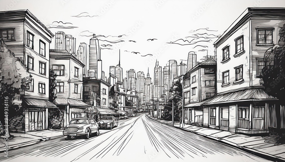 Drawing city illustration. Drawing city illustration.