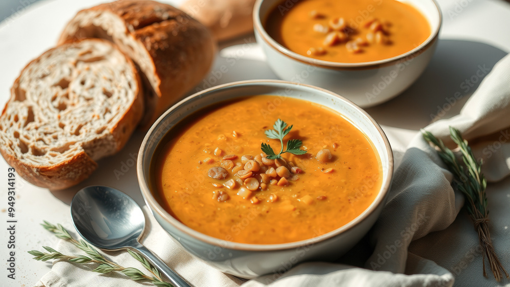 Creamy Pumpkin Soup with Toasted Bread Creamy Pumpkin Soup with Toasted Bread