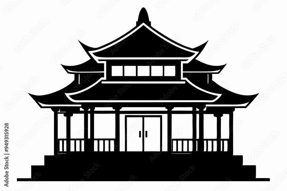 Chinese house silhouette vector illustration, black chinese building
Chinese house silhouette vector illustration, black chinese building