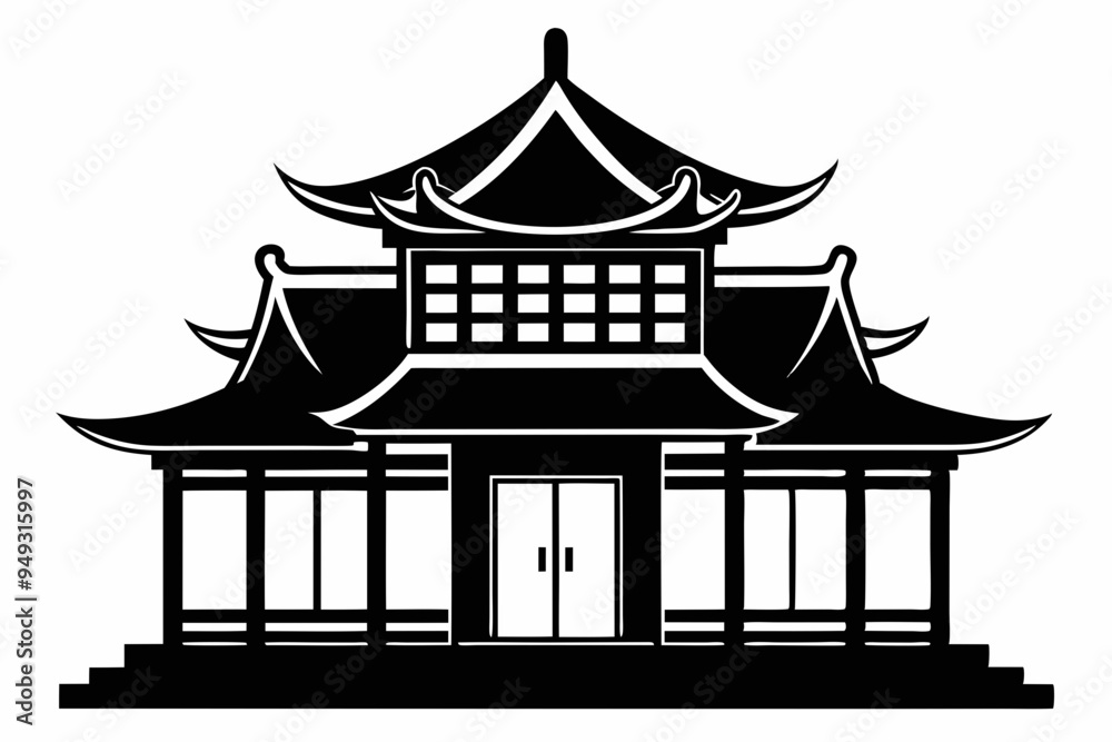 Chinese house silhouette vector illustration, black chinese building
Chinese house silhouette vector illustration, black chinese building