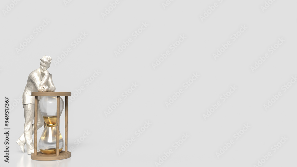 Obraz premium The man and sand clock for Business concept 3d rendering.