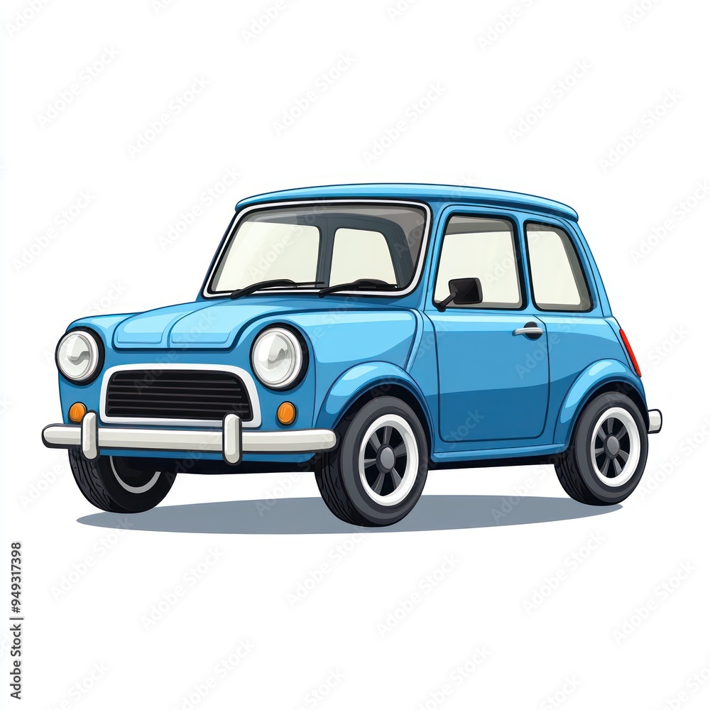 Blue Retro Car Illustration Blue Retro Car Illustration