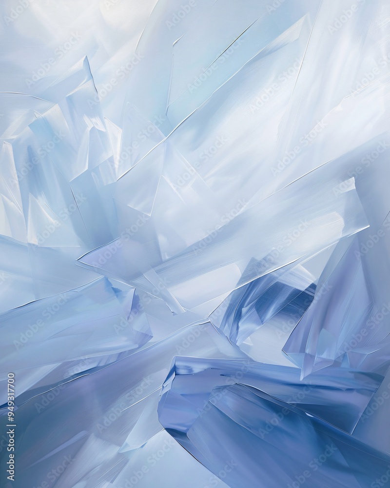 Obraz premium Abstract blue and white geometric shapes, creating a sense of depth and dimension.