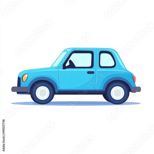 Blue Cartoon Car Illustration