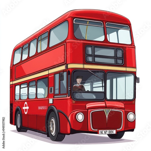 Classic Red Double Decker Bus Illustration
