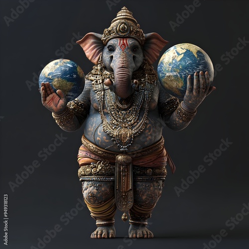 Varaha the Boar Avatar of Vishnu Lifting the Earth in 3D photo