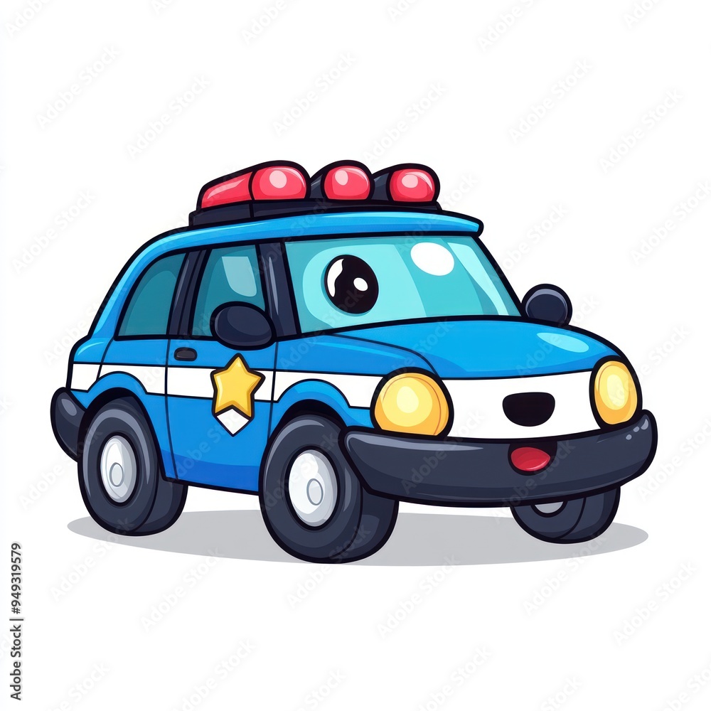 Cute Cartoon Police Car Illustration Cute Cartoon Police Car Illustration