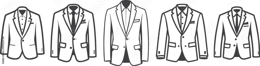 Professional white blazer suit vector elegant design set. Professional white blazer suit vector elegant design set.