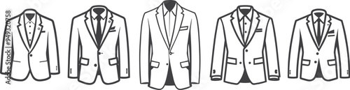 Professional white blazer suit vector elegant design set.
