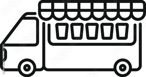 Simple vector icon of a food truck serving drinks