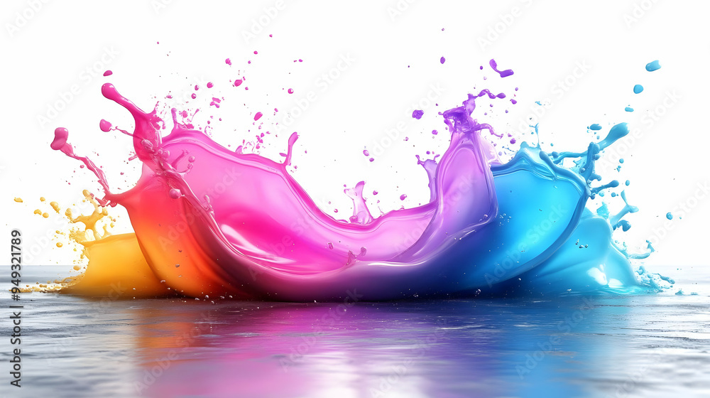 Colorful Liquid Splashing on a Surface, Creating a Vibrant and Dynamic Display
