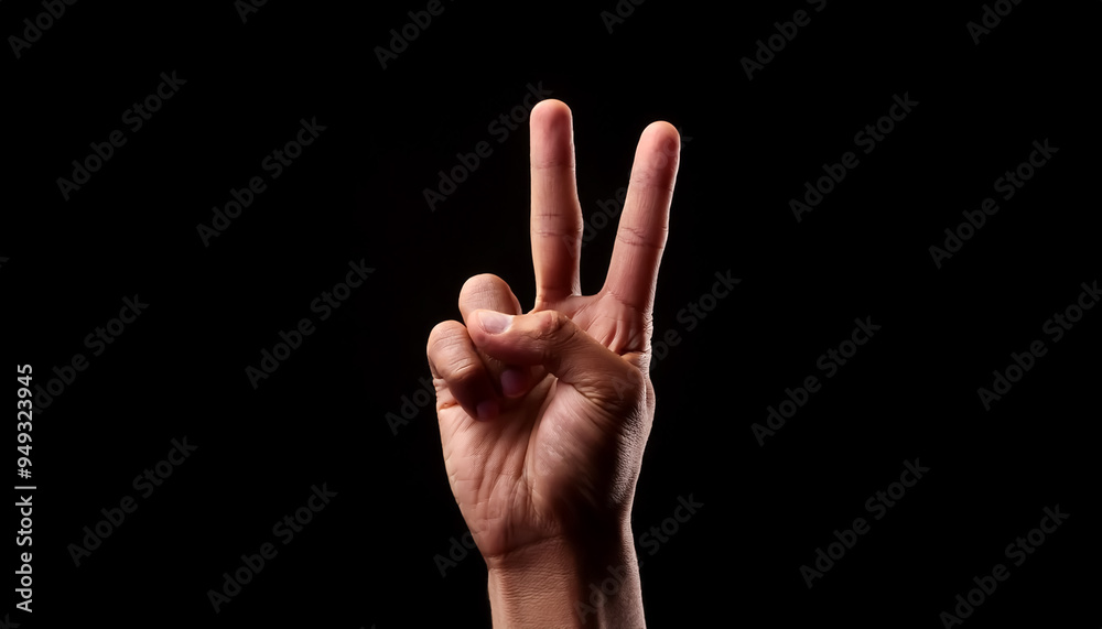 2, hand, raise, finger, count, number, black background, close-up 2, hand, raise, finger, count, number, black background, close-up