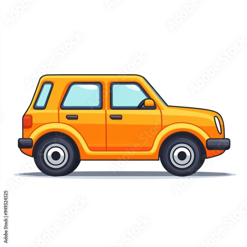 Orange Cartoon Car Illustration