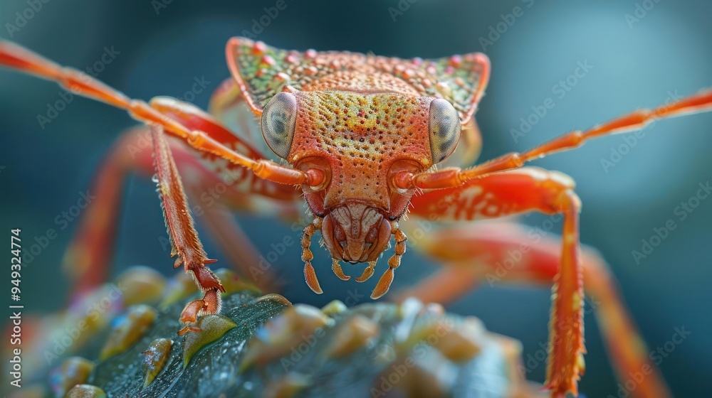 Fototapeta premium Insect with colorful wings and antennae.