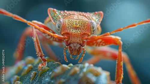 Insect with colorful wings and antennae.