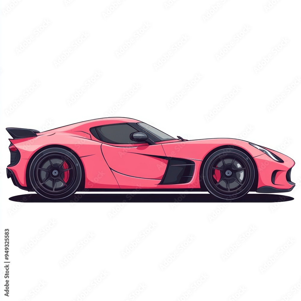 Pink Sports Car Illustration Pink Sports Car Illustration