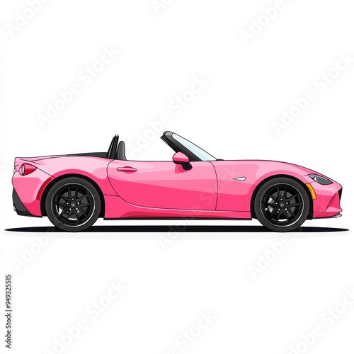 Pink Convertible Sports Car Illustration