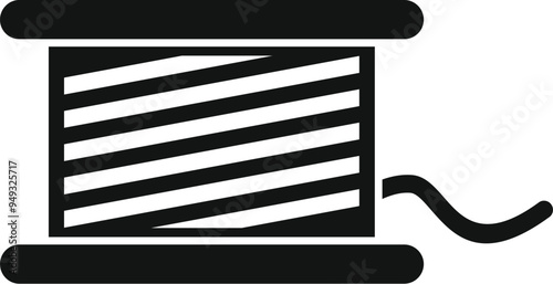 This simple icon of a sewing thread spool represents concepts of sewing, tailoring, and dressmaking