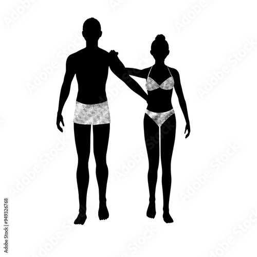 silhouette of a couple in swim wear