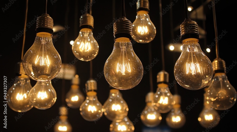 Illuminated Ideas: A Cluster of Glowing Light Bulbs Illuminated Ideas: A Cluster of Glowing Light Bulbs